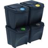 WELL HOME MOBILIARIO & DECORACIÓN Set di 4 bidoni della spazzatura per rifiuti, antracite, 4 x 25 l