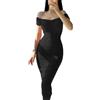 MeeQee Vestito Donna Sexy Senza Spalline Abito Lungo Elegante Bodycon Vestiti Estivo Manica Corta Midi Tubino Abito Casual Aderente Abiti per Cocktail Feste Discoteca Ballo Cerimonia
