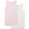 Sanetta Canottiera Intima da Ragazza (Confezione Doppia) Rosa e Fiori Bianchi | Maglietta Intima di Alta qualità e sostenibile per Ragazze in Cotone Contenuto: Set di 2 Biancheria Intima per Ragazze