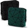 ASTER 2 sacchetti per assorbenti igienici, in pelle PU, impermeabili, 10 cm, per assorbenti mestruali, con cerniera, per borse, kit per il primo ciclo mestruale per ragazze adolescenti scuola verde/nero