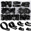 NiceLand 200 Pezzi Nylon Plastica Clip R Morsetti, Tipo R Clip di Fissaggio per Cavi per Manicotto Cavi, Fermacavi Scatola Assortita per La Gestione dei Cavi, 3/16 '' 1/4 '' 3/8 '' 1/2 '' 3/4 '' 11/8 '', Nero