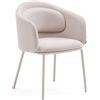 La Forma Sedia Minda beige e gambe in acciaio con finitura beige FSC Mix Credit PROMO