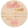 Nogeqi Biglietti miliari rosa per bambini, in legno, personalizzabili, per bambini, ciao mondo, cartello di benvenuto per neonati, rotondi, in legno, per genitori incinte