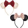 DRESHOW 2 Pezzi Cerchietto con Orecchie da Topo Fasce Orecchie da Topo Cerchietti Carnevale per Donna per Capelli Belle Orecchie da Topo Copricapo Decorazioni