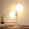ZMH Lampada da tavolo per soggiorno, moderna, industriale, oro, 2 fiamme, con interruttore, design in metallo, vetro, lampada da comodino, in ottone, E27, per