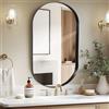 LunaMirror Ovale Specchio-Bagno 55x75 CM Nero Specchio da parete design moderno Profondità di 3.5 cm Specchio Bagno Orizzontale/Verticale decorazione da parete per camera da letto, ingresso, soggiorno, corridoio