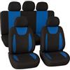 Susy Shop Coprisedili universali in poliestere adattabili a tutte le auto con sedili standard - con 2 zip sui schienali posteriori - modello N (Blu Chiaro)