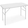 Relaxdays Tavolo da Campeggio Pieghevole BASTIAN, Rettangolare 74x121,5x61,5, Tavolino da Outdoor, Look Rattan,Bianco