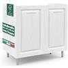 Shally Dogan Mobile Sottolavello Base per Cucina con Due Ante Design Boiserie, Mobiletto Componibile con Struttura in Legno Robusta, Mobile Sotto Lavello, 80 x 50 x 85H cm (Bianco Frassinato)