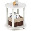 Furinno Turn-N-Tube Tavolo Rotondo in Legno a 2 Livelli, ingegnerizzato, Marmo Bianco, 1-Confezione