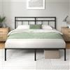 Zinus Elias 140 x 190 cm - Telaio per letto in metallo con testiera - Montaggio facile - Altezza 30 cm - Letto con supporto per doghe in metallo - Spazio sotto il letto - Design moderno - Nero