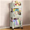 Shally Dogan Carrello Multiuso Portariviste e Portagiochi Salvaspazio con Ruote Girevoli a 360°, Carrellino Scaffale Portaoggetti Slim a 3 Ripiani, Ideale per Libri, Riviste, Giocattoli (Grigio)
