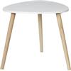 Home Deco Factory, HD0496, Grande tavolino Shelly Bianco, Elegante Design scandinavo, Piano Triangolare, Gambe in Legno, Ideale per Tutti Gli Interni - 48x46x48 cm