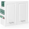 Shally Dogan Pensile da Cucina a Parete Design Boiserie, Armadio Sospeso in Legno con Doppia Anta, 1 Ripiano e 2 Scomparti, Armadietto a Muro Spazioso Resistente, 80 x 32 x 72H cm (Bianco)