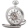 REGENT Orologio da taschino da uomo Savonnette scheletro 51 MM meccanico a carica manuale numeri romani in diverse varianti, argento-grigio, Classico