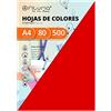 OFITURIA Pack 500 Hojas Color Rojo Tamaño A4 80g