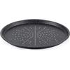 Salter BW10690EU7 Megastone - 29cm teglia per pizza, facile da pulire rivestimento antiaderente, Teglia in acciaio al carbonio con fori per una cottura più veloce, sicura in forno, senza PFOA, nero