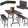 Relaxdays Tavolo da Birreria con Panche, Set da Giardino, Panchine e Tavolino Pieghevoli per Fiere, L: 180 cm, Marrone