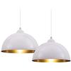 BAKAJI Coppia Lampadari Sospensione Design Moderno Industriale Porta Lampada in Metallo Diametro 30cm Lunghezza 130cm Cavo Regolabile Lampadina E27 Max 60W Lampadario Illuminazione Casa (Bianco e Oro)