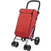 Carlett Carrello della Spesa 4 Ruote Pieghevole con Borsa Esraibile 48L/25 kg e Borsa Termica 10L, Manico Regolabile, Freno di Sicurezza, Convertibile a 2 Ruote, Leggero, Lite Duo, Colore Rosso
