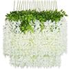 U'Artlines 24 pezzo/lotto 110cm fiore di seta artificiale fiori finti Glicine Vine appeso Garland for home Garden party wedding Decor simulazione fiore (24Pezzi/lotto, 110 cm, bianco)