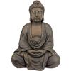 Design Toscano Budda Meditativo del Grande Tempio Statua da giardino, poliresina, pietra scura, Media 66 cm