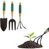 Zendea Set 3 Utensili da Giardino con Rastrello per Raccogliere Foglie, Una Forchetta per Trapiantare Fiori e Spade per Scavare il Terreno - Realizzati in Materiali Resistenti e Manico Ergonomico