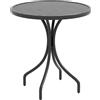 Outsunny Tavolo da Giardino Rotondo con Piano a Doghe in Acciaio, Ø66x71.5cm, Nero|Aosom