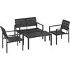 Outsunny Set Salotto da Giardino Mobili da Giardino Resistente 4 Pezzi, Nero | Aosom Italy