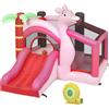 AIYAPLAY Castello Gonfiabile Scivolo e Trampolino 4 in 1, 255x230x196cm, Rosa | Aosom Italy