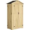 Outsunny Armadio da Giardino Casetta Porta Attrezzi 3 Porte 93x53x168cm Naturale | Aosom Italy