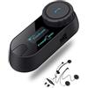FreedConn Interfono Moto, T-COM SC Auricolari per Casco Bluetooth 800m, Universale Cuffie Motociclo Condivisione Della Musica Impermeabile Con Schermo LCD, Cancellazione del Rumore DSP&CVC Radio FM
