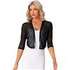 Allegra K Donna Coprispalle Elegante Bolero in Chiffon Trasparente Maniche A 3/4 Cardigan in Rete Giacca Corta Estivo Nero M