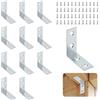 NUTKIT 12 Pezzi Staffe Angolari, 48 x 48 x 15 mm Angolo Piastra Forata, Per Legno Di 90°, Staffe A L Con 48 Pezzi di Viti, Protezione Contro la Corrosione, Per Mobili, Scaffali, Sedie In Legno, Tavoli