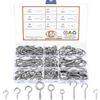 pzihao 150 Pz Ganci a Vite per Legno, Ganci da Soffitto, Gancio da Muro in Acciaio Inox, Occhielli a Vite, VitiGanci Avvitabili in Metallo per Appendere Piante Tazze Chiavi Lampade Decorazioni (Argento)