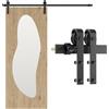 CCJH Binario per Porta Scorrevole Kit 200cm(6.6FT) Binario Scorrevole Esterno Muro Completo Accessori per Porte Scorrevoli Singole, Nero