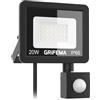 GRIFEMA 20W Faretto LED da Esterno con Sensore di Movimento, 2200LM, 24 LED 6500K Bianca Fredda, IP66 Impermeabile, Faro LED per Giardino, Garage e Cortile, Modalità Regolabili, Senza Spina