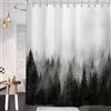 IGINOA Tenda Doccia 180X200 Foresta Antimuffa Tende per Vasca da Bagno Tessuto Shower Curtain Angolare Rigida Tendina Doccia Pianta Verde in Poliestere Lavabili Impermeabile con 12 Anelli