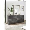 Web Convenienza Madia con 3 Ante Made in Italy - Credenza Contenitore Collezione Miro per Soggiorno Cucina Ingresso Sala da Pranzo Mobile Design moderno originale Grigio Lucido Serigrafato