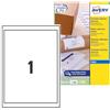 Avery Italia J8167-25 Etichette adesive in carta bianca, 25 fogli A4, rettangolari 199,6x289,1mm, 1 etichette per foglio, adesivo permanente, stampanti inkjet