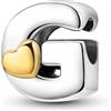 Parmuz charms lettere per bracciali collana fai da te 925 ciondoli in argento sterling A-Z Golden Heart Alfabet perle iniziali regalo di gioielli per donne