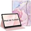 Fintie Custodia per iPad Air 5a generazione (2022) / iPad Air 4a generazione (2020) 10,9 pollici, visualizzazione multi-angolo con portapenne e tasca, auto sleep/wake, Dreamy Marble