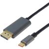 PremiumCord Cavo USB-C a DisplayPort 1.4, risoluzione fino a UHD 8K@60Hz, 4K@120Hz e Full HD 1080p, maschio a maschio, HDCP 2.2, alluminio, colore: grigio metallico, lunghezza: 2 m