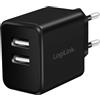 LogiLink Adattatore di Corrente con 2 Porte USB 12W Nero