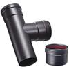 ZINCO GROUP Linea Pellets Raccordo a T; Codino F - Nero - ø 80 mm, Con tappo raccogli condensa - Raccordo a T con tappo cieco - Braga a T - Stufa a pellet