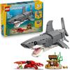 LEGO Creator 3 in 1 Squalo con Scrigno del Tesoro Giocattolo - Animale Marino Trasformabile in Rana Pescatrice o Manta - Decorazione Camera da Letto - Regalo per Bambini e Bambine da 8 Anni - 31381