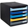 EXACOMPTA Cassettiera A4 5 cassetti BIG-BOX PLUS nero/multicolore Bee Blue Exacompta