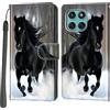 PHINIENLAND Cover per Motorola Edge 60 / 60 Pro custodia portafoglio Cavallo nero | 3 scomparti carte, 1 tasca banconote, Chiusura magnetica, Supporto, Pelle PU flip cover per Motorola Edge 60
