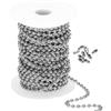 PATIKIL 5.0mm x 56Ft 304 Inossidabile Acciaio Palla Catena 1 Set Palla Catena Perlina con 100pz Connettore Abbinato Chiusura per Collana Appendere Etichetta Anelli Fai da Te Artigianato
