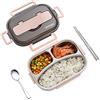amropi Scatole Bento Lunch Box Acciaio Inossidabile Contenitori 2/3/4/5 Scomparto Dispensa con Bastoncini e Cucchiaio (Rosa, 3 Scomparto)